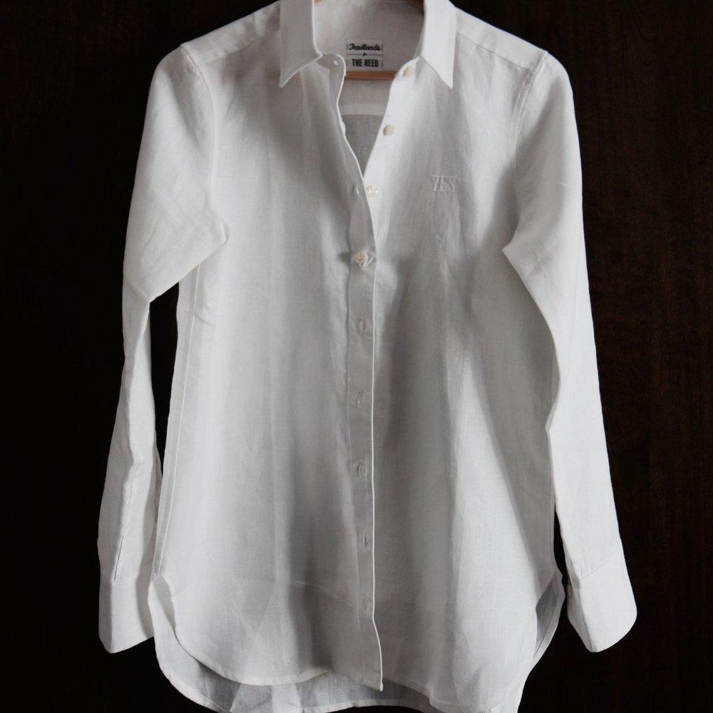 Tradlands x The Reed White Linen Shirt, Size Small